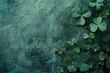 Four Leafed Clover Shamrock St. Patrick's Day Textured Green Background