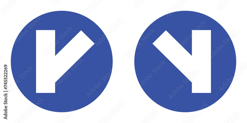 set blue circle shape three y turns right and left intersection ...