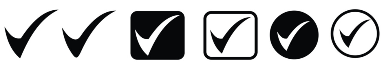 Wall Mural - black check mark icon. check mark vector icon. checkmark illustration. vector symbols set.