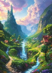 Fantasy art of beautiful landscape scenery