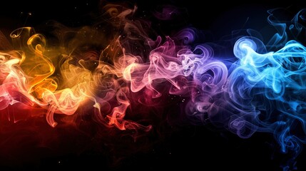 Wall Mural - colorful smoke on dark background - generative ai