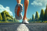 Fototapeta Sport - Cartoon character running legs, Jogging athletes, Legs of happy running, 3d render illustration