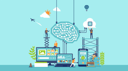 Generative AI (artificial intelligence) vector banner illustration