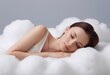 portrait of a woman sleeping on a cloud
