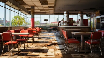 Aufkleber - Generative AI Deserted Gas Station Cafeteria