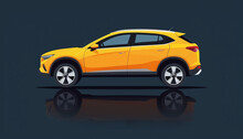 Graphic Design Of Medium Size Crossover Car In Modern Flat Style