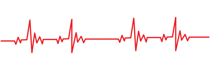Wall Mural - Heartbeat red line icon. EKG and cardio symbol. Vector illustration isolated on white background