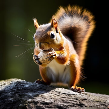 wild squirrel in the park enjoying nut chipmunk