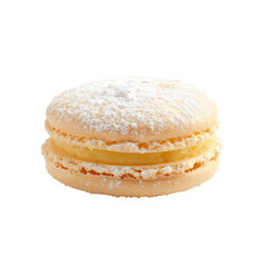 Wall Mural - Front view of a single lemon macaroon isolated on a white transparent background