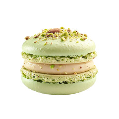 Wall Mural - Front view of a single pistachio macaroon isolated on a white transparent background