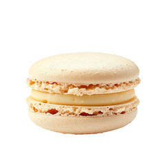 Wall Mural - Front view of a single vanilla macaroon isolated on a white transparent background