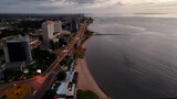 Fototapeta  - aerial view of Maputo beach at dusk/sunrise