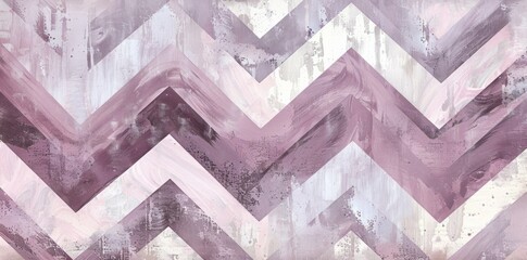 Wall Mural - Pink and White Chevron Pattern Painting