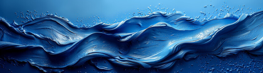 Close Up of Blue Painting With Water Droplets