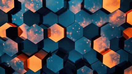 Wall Mural - a 3d rendering of an orange and blue wall. generative ai.