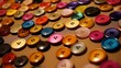A close-up of the buttons on a button-up shirt, each one meticulously sewn