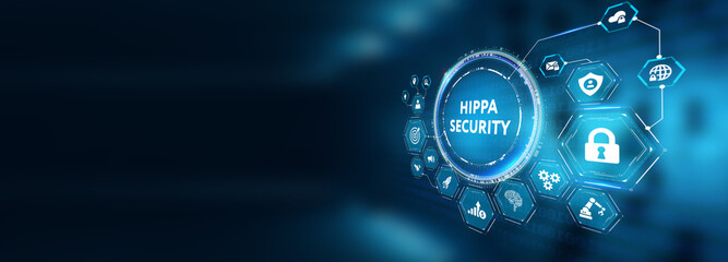 Cyber security data protection business technology privacy concept. Hippa Security. 3d illustration