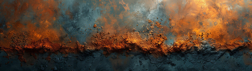 Wall Mural - Abstract Painting of Orange and Black Colors