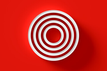 Poster - White target circles on red background.