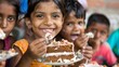 © Maria Starus - A group of children eating cake together