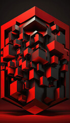 Sticker - Intricate Red and Black Geometric Pattern Design