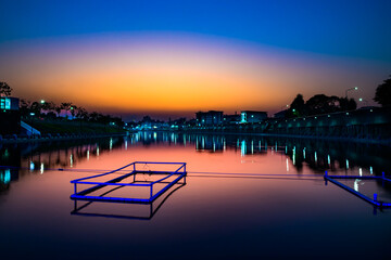 Canvas Print - View of the Chao Phraya River at night in Nakhon Sawan Province