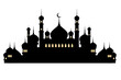 silhouette of mosque on white background