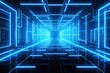 © evening_tao - Futuristic Cyber Tunnel with Blue Neon Lights