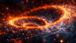 Abstract cosmic swirl of orange and blue particles swirling into a vortex, suggesting a dynamic space phenomenon.