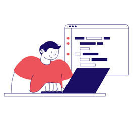 man developer writing programming code