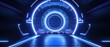 Futuristic Sci-Fi Tunnel with Neon Blue Lights