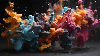 Dispersion of oil paints in water, abstract background