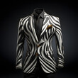 Men's Formal Suit with Zebra Pattern. Black and White Striped Business Suit