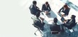 businessman, group, meeting, background, office, team, teamwork, work, communication, discussion. top view of business people working on round table with white background and generation by AI.
