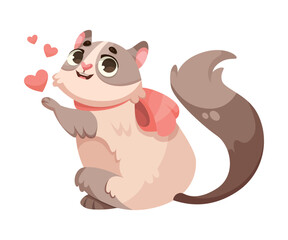 Poster - Cute Cat with Pretty Snout in Love with Heart Vector Illustration