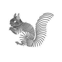 Wall Mural - Simple line art illustration of a squirrel 2