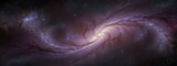 Fototapeta Kosmos - Wide angle panoramic view of purple universe spiral nebula galaxy on space background from Generative AI