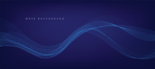 Abstract modern blue gradient banner with wavy lines