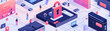 Cybersecurity Create an abstract illustration showcasing the concept of online security with a focus on locks and login screens