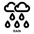 rain, rainy, raining, raindrops, cloud, weather, water outline icon for web mobile app presentation printing