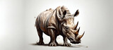 Fototapeta  -  A drawing of a rhino with a white face and a black nose.A rhinoceros is walking on a white background. Produtizeone A rhinoceros attacking in the savanna fantastical bd302c446d224cd080ebe03f24226def