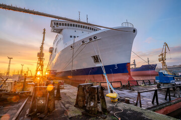 Wall Mural - Ro-Ro/Passenger Ship in the dock of the repair yard