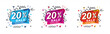 20 percent Off (20% Off). 20% discount, sale, special offer. Vector set . Different color