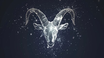 Capricorn astrological sign isolated on night sky
