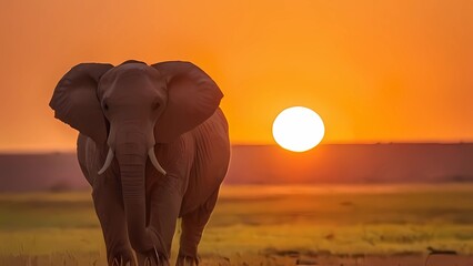 elephant in sunset