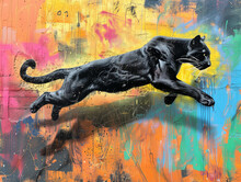 Black Panther Jump In The Jungle,  Graffiti On The Wall