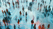© ChanelBot/Peopleimages - AI - Group, people and crowd connected to wifi internet, big data and smart city. Silhouette, businesspeople and public network lines for communication, futuristic connection and marketing strategy