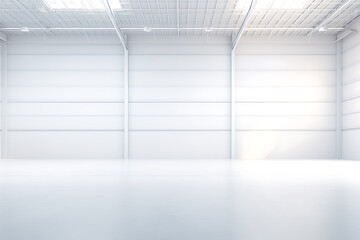 Wall Mural - 3d render of empty white room with light and reflections on floor