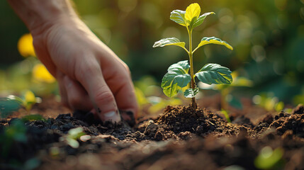 Wall Mural - Earth Day. Planting trees in an urban environment. 