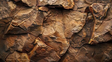 Canvas Print - Dark brown stone with cracks